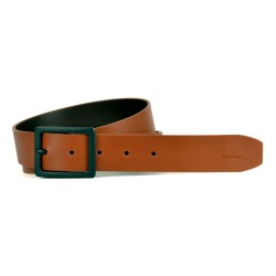 Light brown leather belt - smooth effect