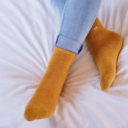 Chaussettes coton pour femme - effet chiné moutarde | BILLYBELT