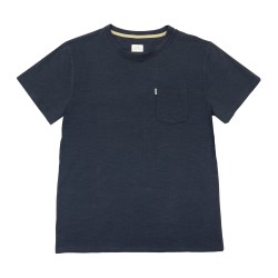 T-shirt uni marine flammé en coton biologique - 220gr