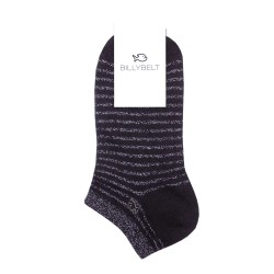 Black ankle socks with silver stripes