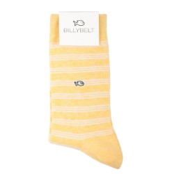 Men Socks Fine Stripes yellow / white