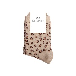 Women socks - khaki silver Leopard  made from combed cotton
