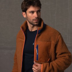 Unisex sherpa with zip Camel