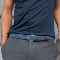 BILLYBELT MEN - elastic belt, braided, leather - Air Force