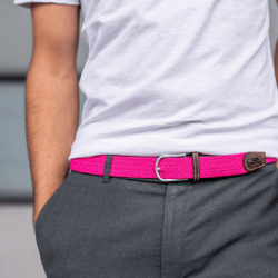 Elastic woven belt pink fuschia